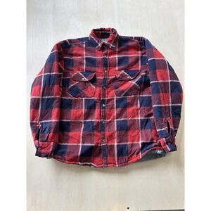 Vintage McGregor Bagpiper Shirt Jacket Large Red Plaid Quilted Workwear Lined